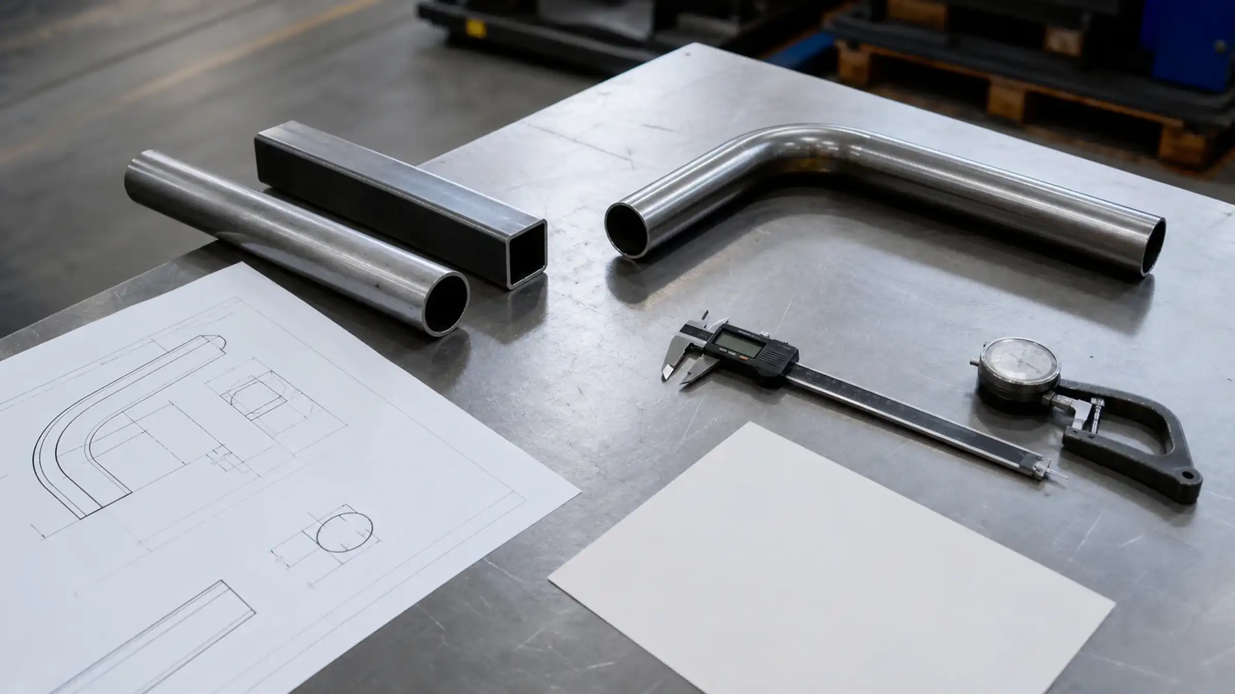 Tube drawing, material sample and production requirement sheet prepared for equipment review