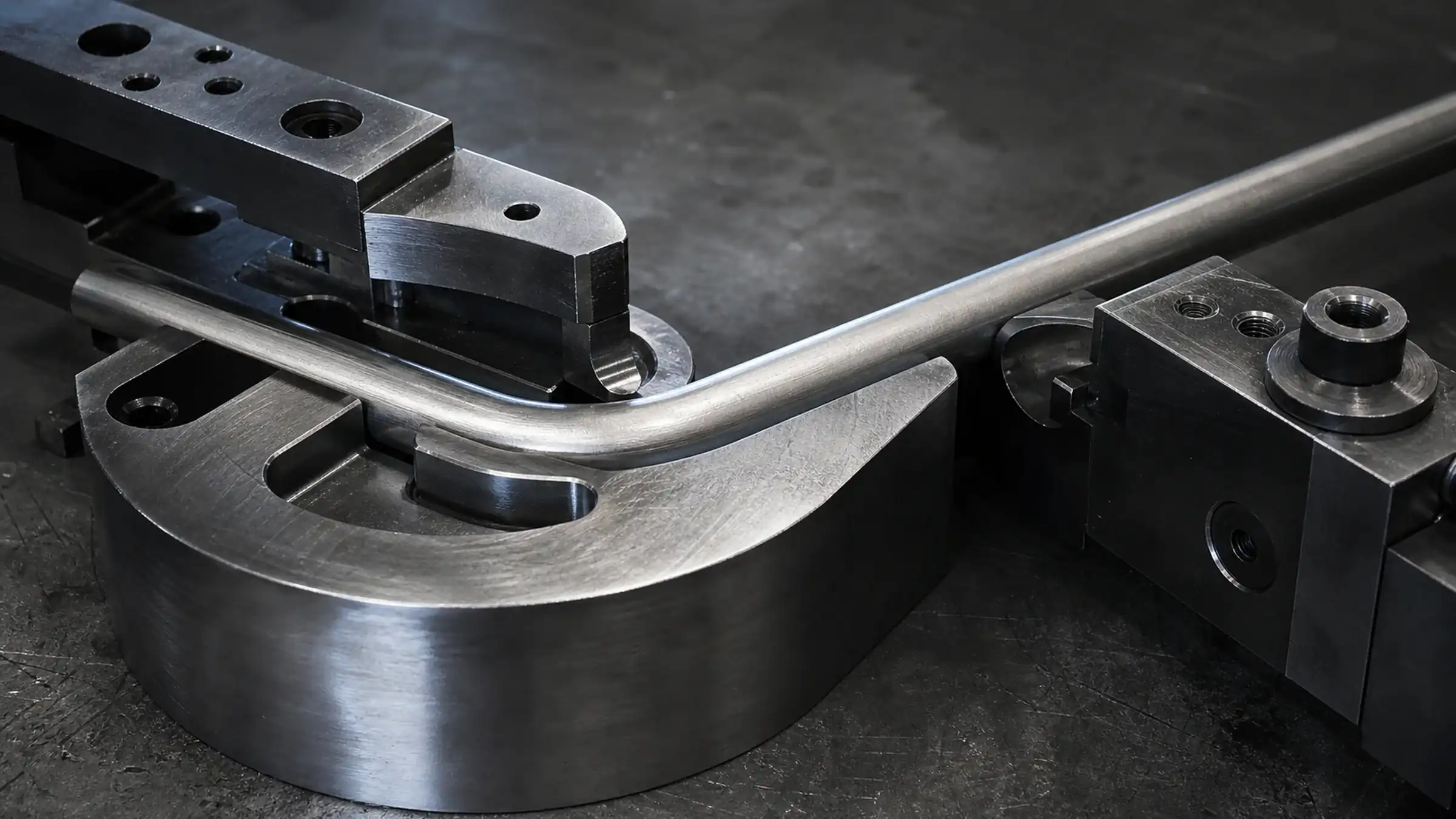 Rotary draw tube-bending workstation with bend tooling and a supported workpiece