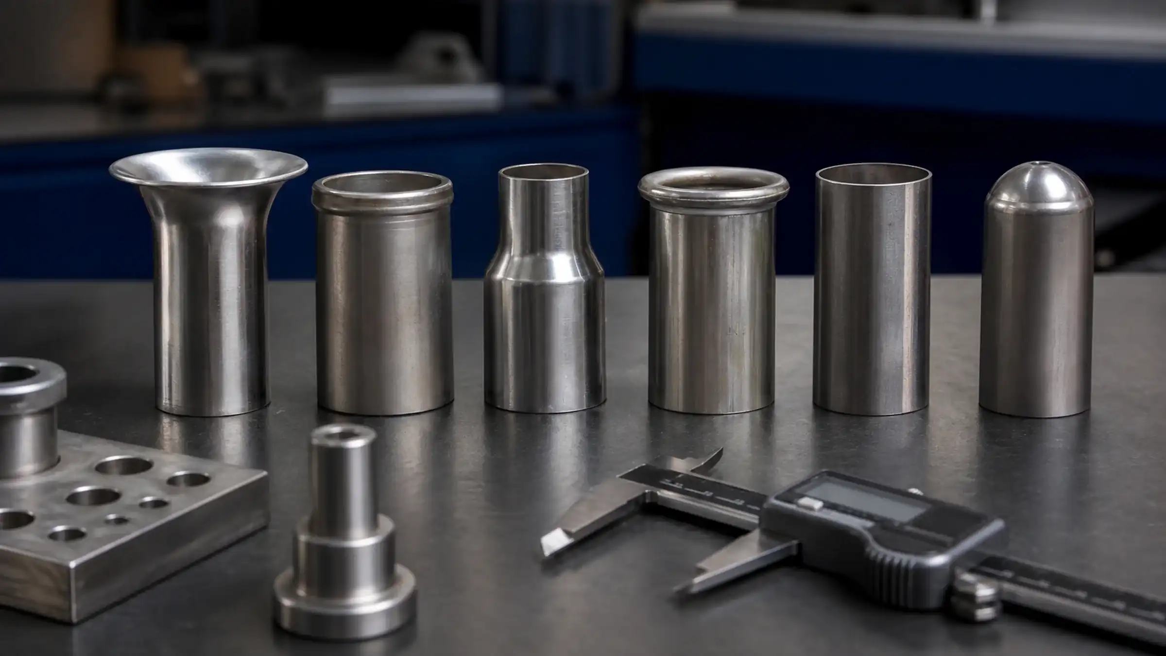 Organized tube samples with expanded, reduced, flared and beaded end profiles