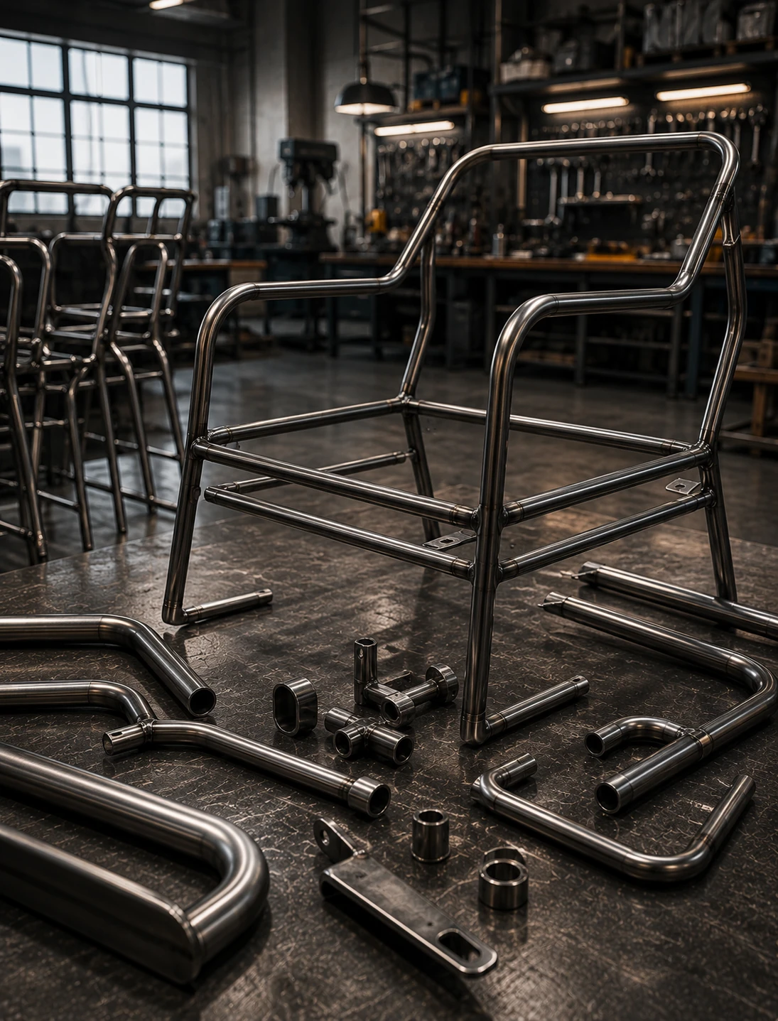 Furniture Manufacturing tube components in a production environment