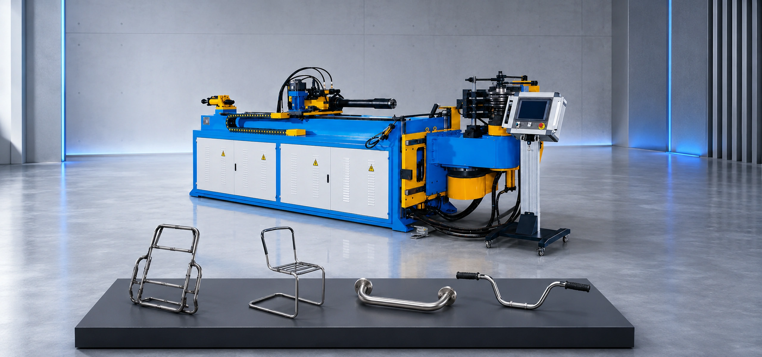 CNC tube bending system with finished bent tube applications