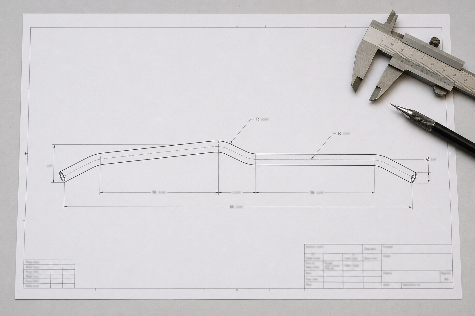 Engineering drawing for a formed stainless-steel tube component