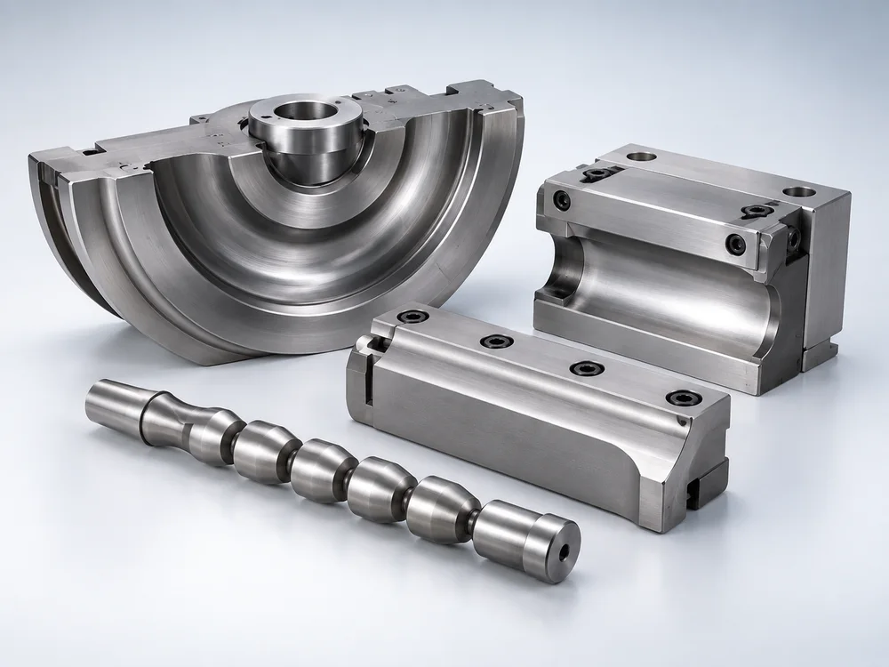 Bending die, clamp and mandrel tooling set